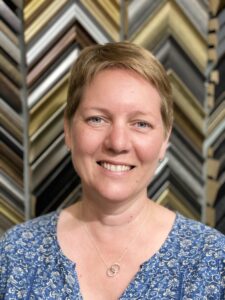 A photograph of bespoke framing specialist Jo Palmer GCF(APF) Adv